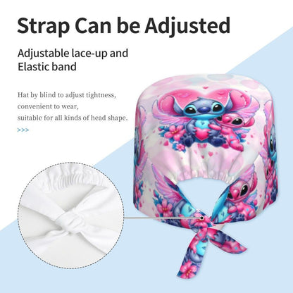Custom Retro Cartoon Cleaning Working Cap Comfortable  Stitch Ohana Scrub Cap Surgicals Hat Nurse Scrubs Hat For Dentist