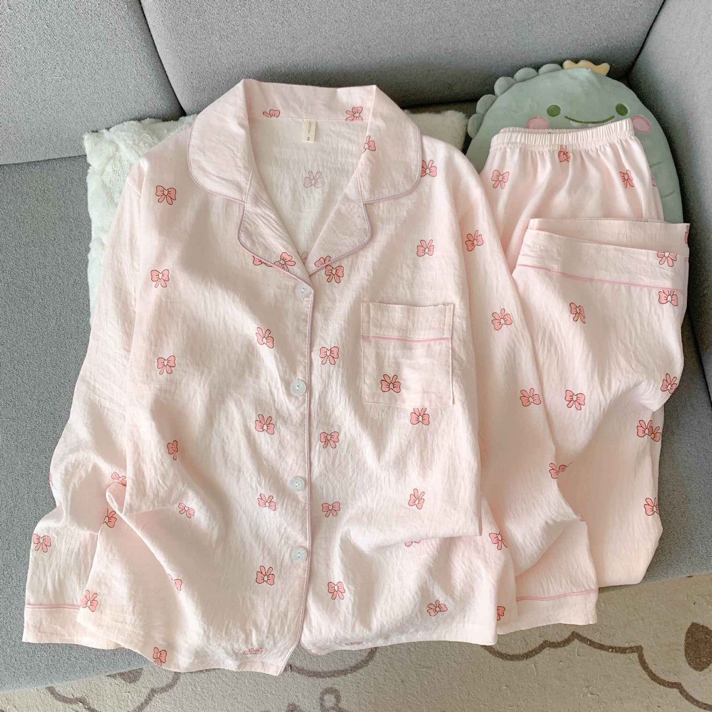 Spring/Autumn New Arrivals: Cloud-Print Cotton Long-Sleeved Pyjama Set for Women Adorable Sweetheart Style Nightwear Homewear Se