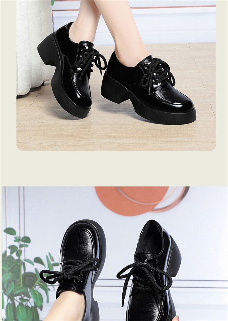 Soft Leather Uniform Shoes Female British Girl Japanese Wild Black Retro Mary Jane Shoes Lolita Platform Shoes Low Anti-slip