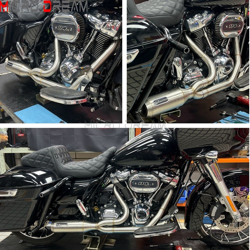2 into 1 Motorcycle Engine System Pipe Slip on Exhaust Mufflers For Harley Street Glide ST FLHXST EFI FLHX Special FLHXS 2017-25