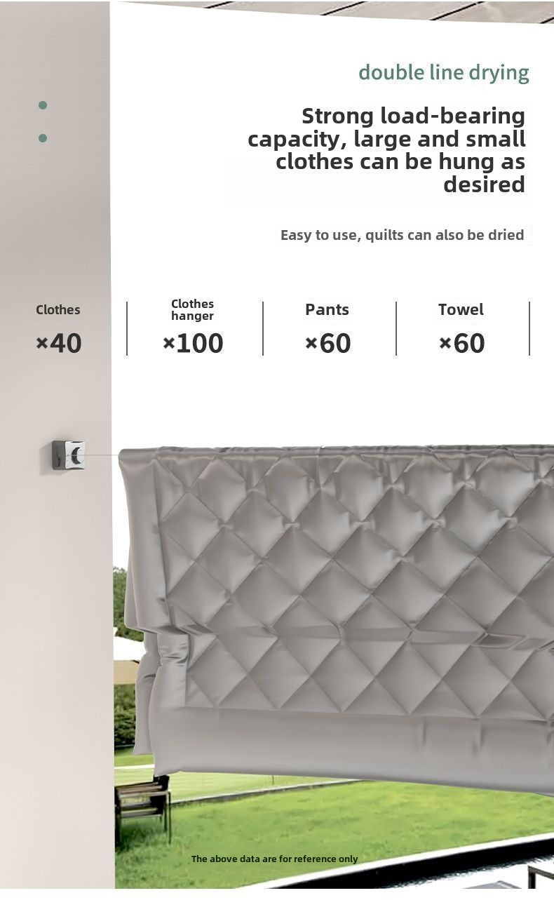 Invisible clothesline, indoor non perforated balcony, invisible retractable clothesline, bathroom clothesline, steel wire rope