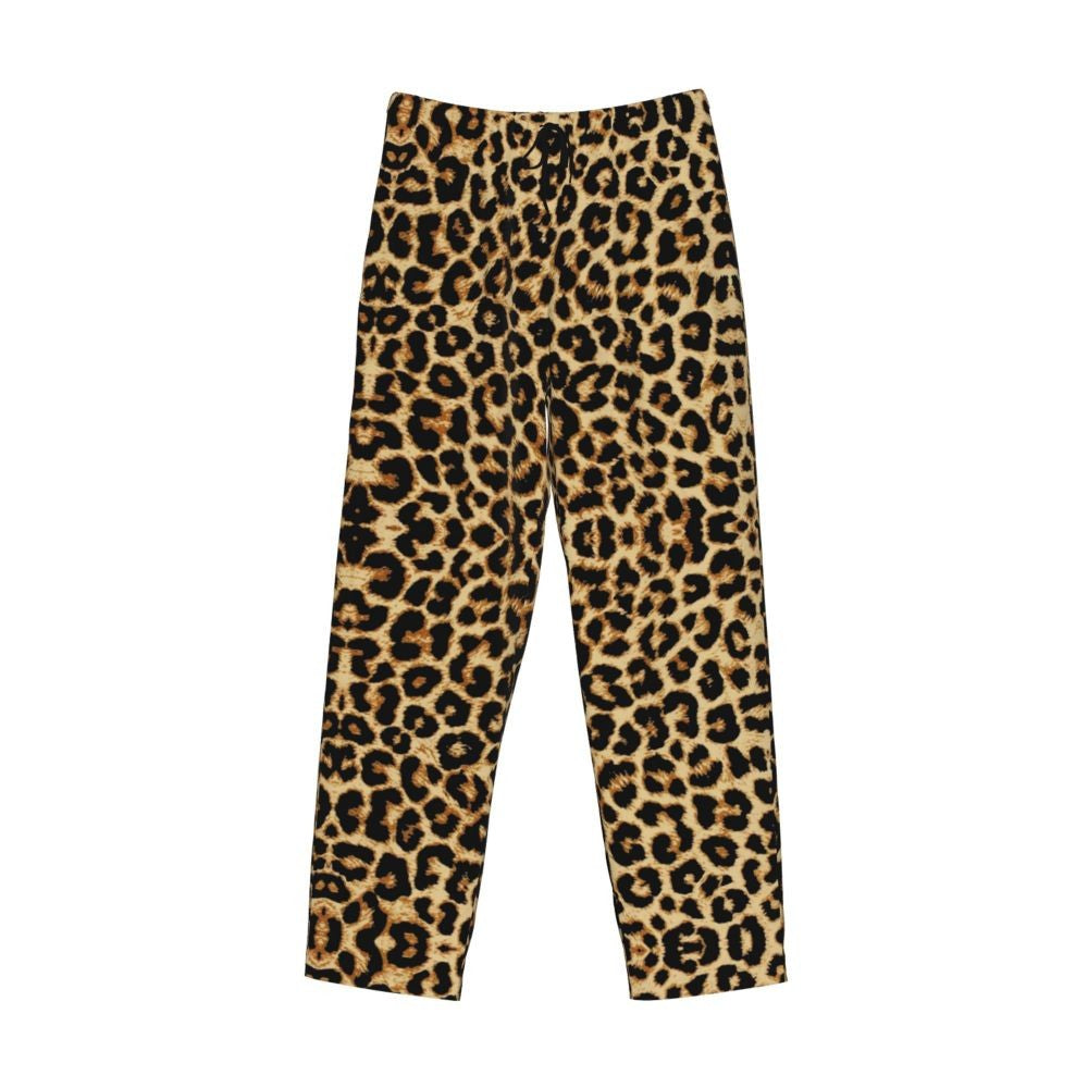 Custom Leopard Print Pajama Pants Men's Animal Skin Sleepwear Lounge Sleep Bottoms Stretch with Pockets