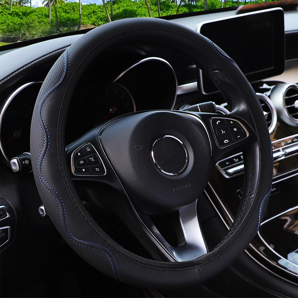 1 capa de volante de couro tipo mão de massagem estéreo em relevo sem anel interno para automóveis, cabe 14,5-15 polegadas