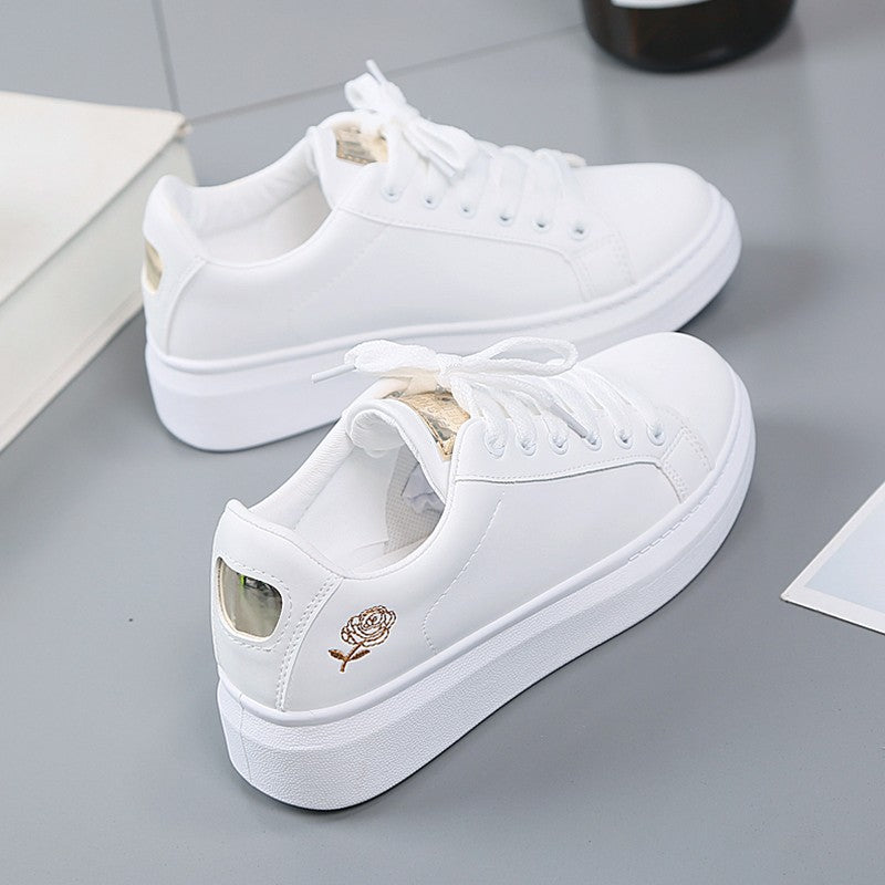 2024 Spring and Summer New Women's Shoes Leather Ventilated Sports Style Casual Shoes Board Shoes Small White Shoes INS Low Top