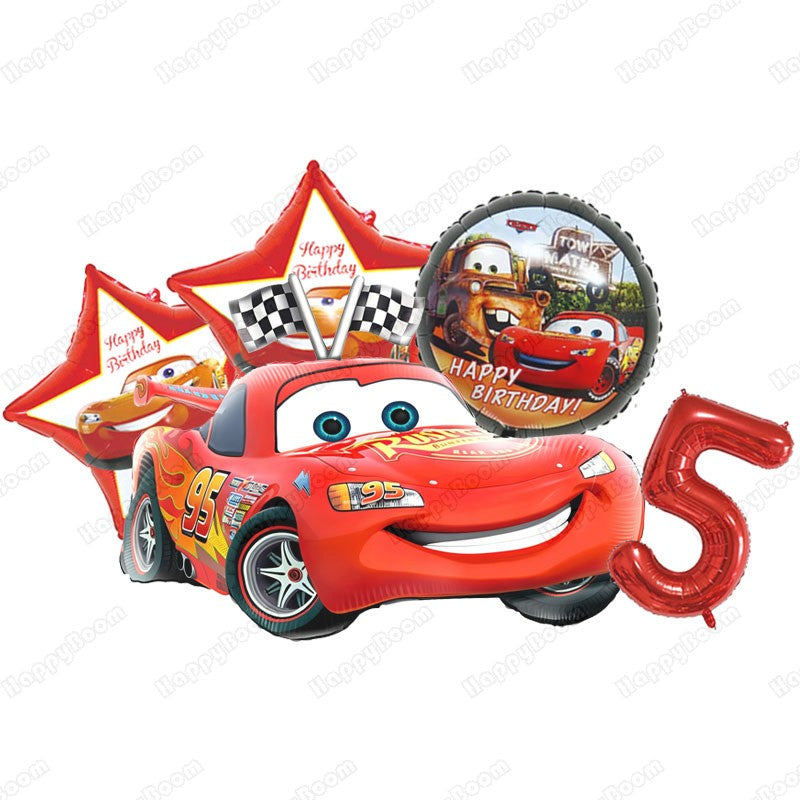 Cartoon Lightning Car Theme Foil Balloons Set Number 1-9 Balloon Cartoon Car Happy Birthday Party Decoration Supplies Party Prop
