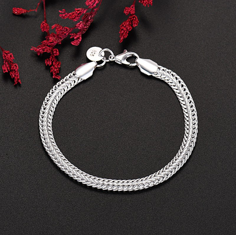 Pulseira Requintada em Prata Esterlina 925 com Corrente Sólida, Amuleto da Moda, Feminino e Masculino, Joias para Casamento, Modelos Lindos e Simples