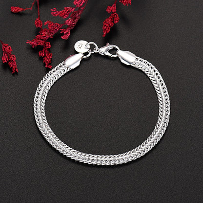 Pulseira Requintada em Prata Esterlina 925 com Corrente Sólida, Amuleto da Moda, Feminino e Masculino, Joias para Casamento, Modelos Lindos e Simples