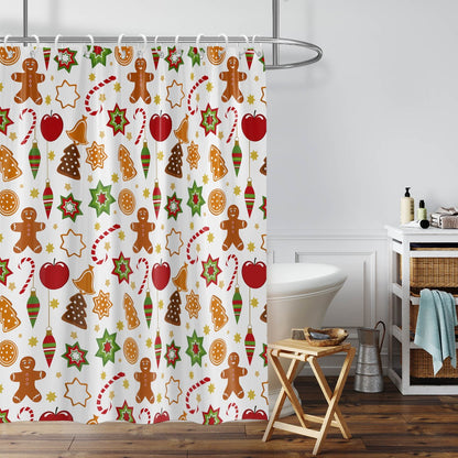 1 piece 180x180cm Christmas gingerbread man pattern printed shower curtain partition bathroom waterproof and mildew proof