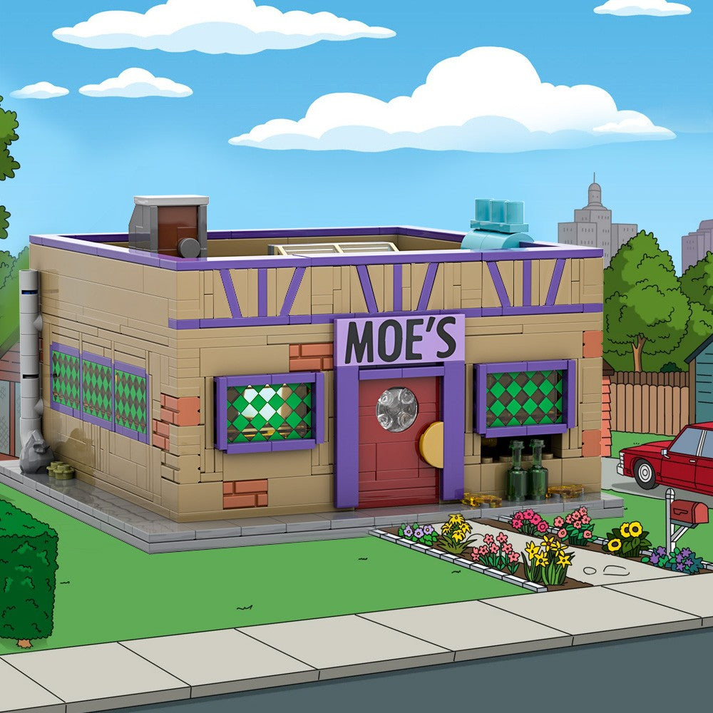 MOC-152941 Modelo de Blocos de Montar de Bar do Moe da Popular Série de Filmes Os Simpsons Coleção para Adultos Presente Brinquedo
