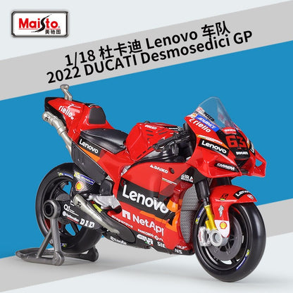 Maisto 1:18 Ducati Team 2023 2022 Gp Lenovo #1 #23 #43 #63 Racing Bike Alloy Diecast Model Toy Collectible Figure