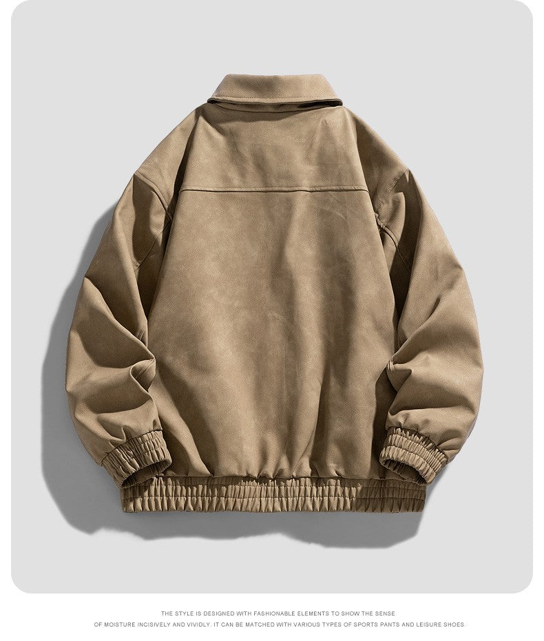 Fashion Trend Korean Slim Fit Casual Men's Leather Jacket Motorcycle Jacket New Spring and Autumn Men's Slim PU Leather Jacket