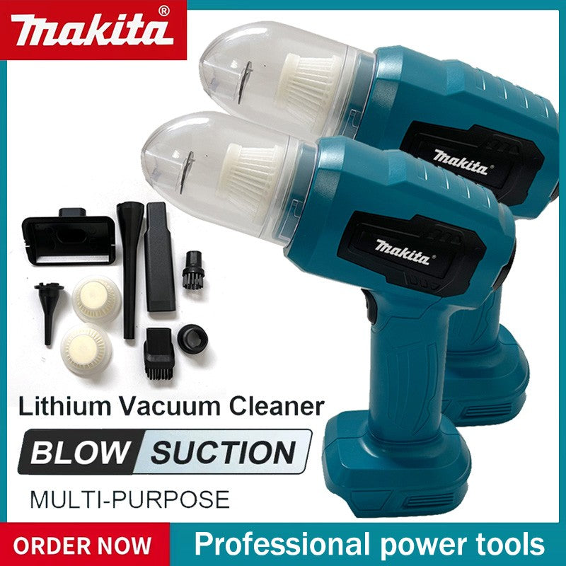 Aspirador de pó elétrico Makita com forte sucção, mini, sem fio, portátil, soprador para limpeza doméstica com 7 bicos para bateria 20V 18V