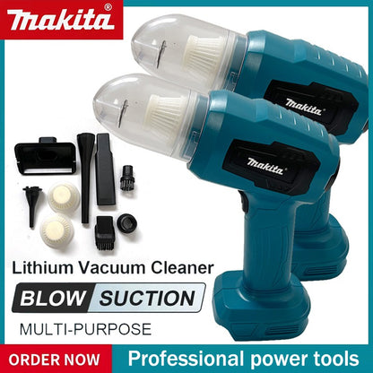 Aspirador de pó elétrico Makita com forte sucção, mini, sem fio, portátil, soprador para limpeza doméstica com 7 bicos para bateria 20V 18V