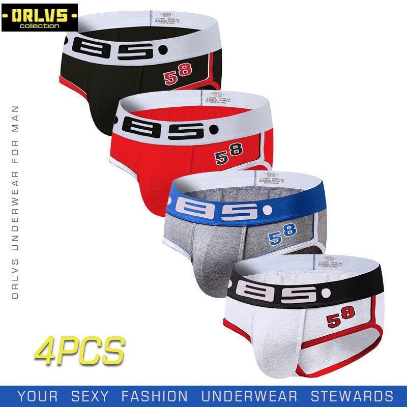 BS 4PC/LOT Men Briefs Sexy Underwear Male Underpants Men's Sexy Breathable Brief Pants Comfortable Men Briefs Underwear Cotton