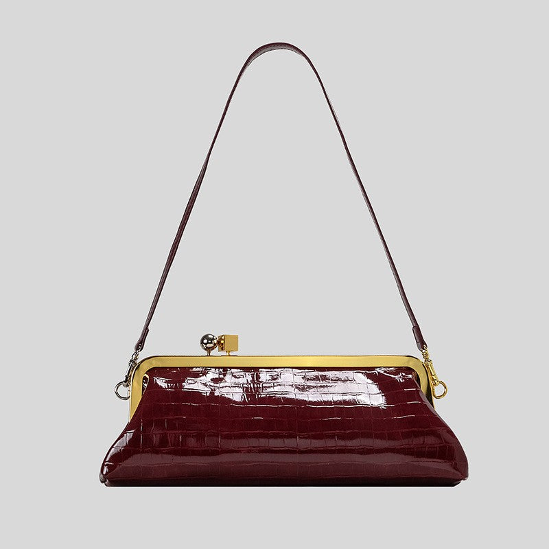 Fashion Long Clutch Bag for Women Luxury Designer Kiss Lock Women Shoulder Bags Elegant Party Purses Trend Underarm Bag 2025