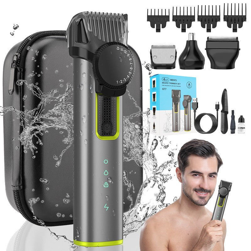 IRUIBEAUTY 4-in-1 Hair Trimmer Electric Hair Clipper IPX5 Waterproof Hair Cutting Machine Adjustable Shaver Nose Trimmer for Men