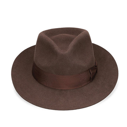 New British 100% Wool Felt Hat Men Fedora Big Size Raw Edge Brim Satin Lined Gangster Hat Premium Quality