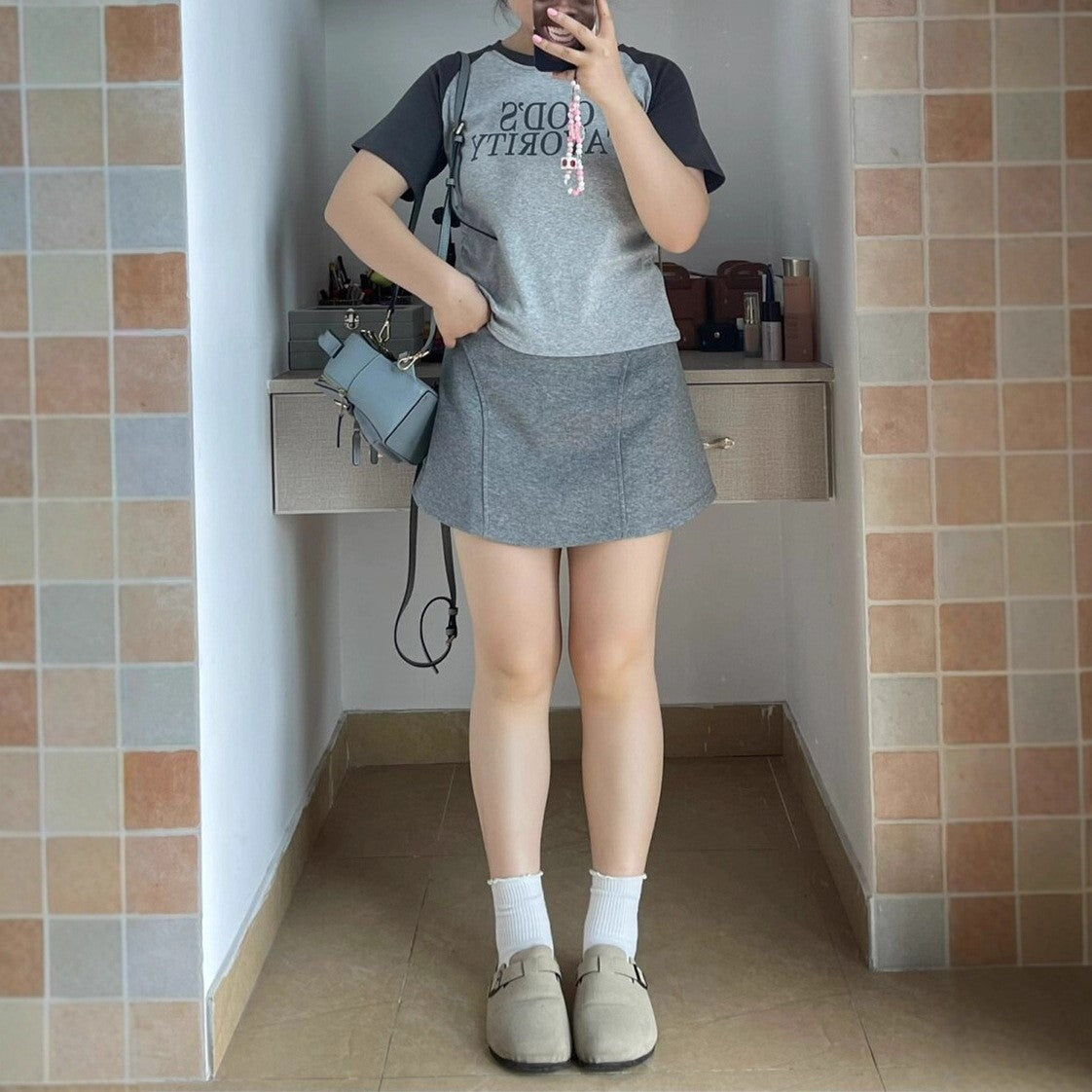 High Waist Grey Sports Mini Skirt for Women Summer New Style Slimming Short A- Line Casual Sweatshirt Skirt Trendy Biker Style