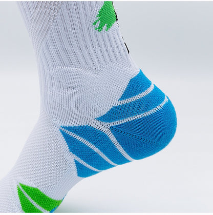 1 Pair High Tube Professional Practical Sport Socks Men's Towel Bottom Thickened Shock Absorbing Contrast Color Elite Socks