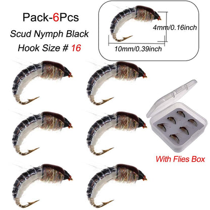Iscas de Pesca-6/9 Peças/Caixa Ninfa Realista Isca de Camarão para Pesca de Truta Isca Artificial