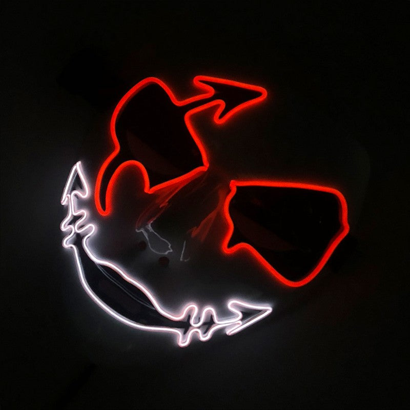Shuffle Dance Mask Luminous Purge Mask Devil Glowing Masquerade Cosplay Mask for Halloween Horror Haunted House Props