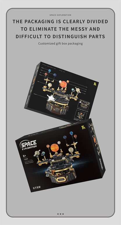Modelo de sistema solar elétrico Blocos de montar Exploração espacial Equipamento de aprendizado Brinquedo montável rotativo presente para criança estudante