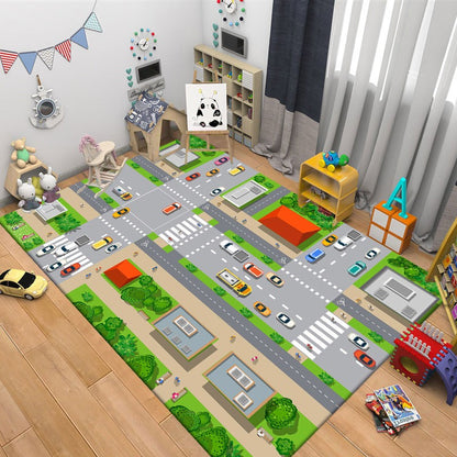 Creative Cartoon Car Track Living Room Rugs Children's Bedroom Bedside Floor Carpet Sofa Coffee Table Rug Puzzle Game Carpets