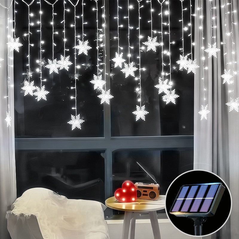 Solar Ice Strip Snowflake String Light Christmas Tree Decoration Light Winter Festival Light for Christmas Halloween Decor