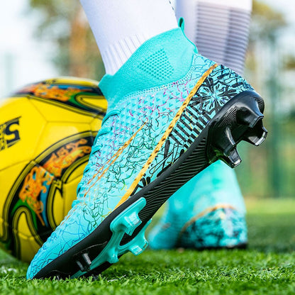 New Men Soccer Shoes Training Boys Outdoor Sport Football Boots Adult Long Spikes Non Slip Cleats Breathable Match Comfortable