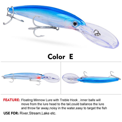 Isca Artificial Flutuante Minnow 32g 50g 75g Isca de Pesca Longa Arremesso Água Salgada Robalo Iscas Duras Minnow para Pesca de Robalo