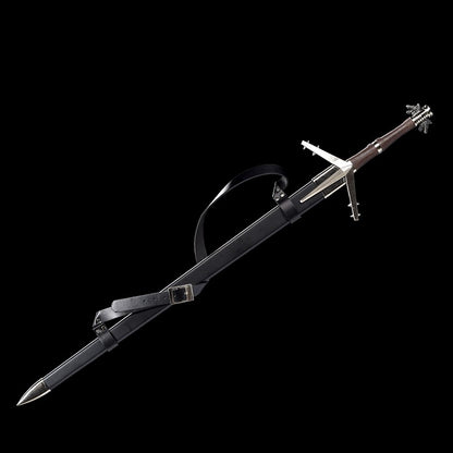 Greatsword Geralt Cosplay Western Sword,Handmade Blade Stainless Steel,Plastic With PU Sheath,Medieval Fantasy Game Swords,Game