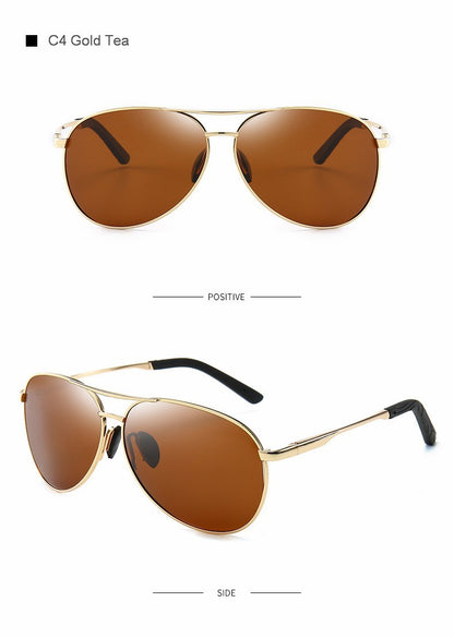Óculos de Sol Polarizados Masculinos com Armação de Metal para Aviação Cores Variadas Óculos de Sol Masculino Piloto Visão Noturna e Diurna para Dirigir