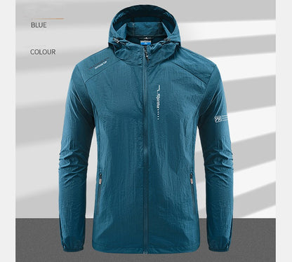 Summer Outdoor Quick Dry Sun-Protective Thin Jacket Men Hiking Fishing Cycling Hooded Gym Sport Windbreaker Ultra Light Coats