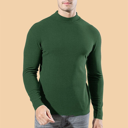Hot Winter Warm Men Mock Neck Basic Plain T-shirt Blouse Pullover Long Sleeve Top Male Outwear Slim Fit Stretch Fashion Sweater