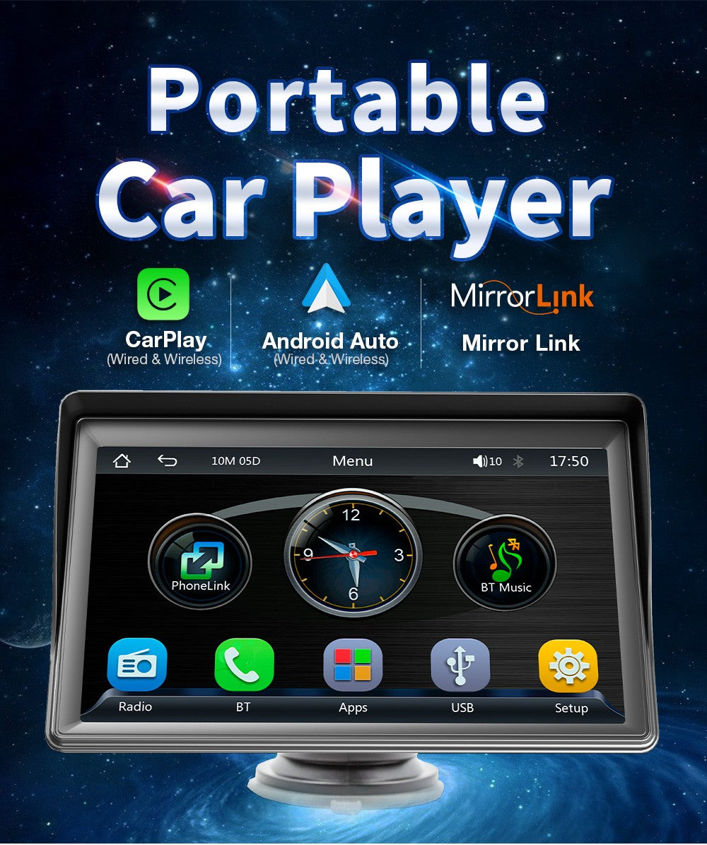 Portable Car Radio Multimedia Video Player Wireless CarPlay Android Auto 7inch Touch Screen With AUX FM For Rear View Camera ?