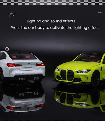 1:24 BMW THE M4 IM Liga Minicarro de Metal Fundido Escala Modelo de Carro Som?Luz Simulação Coleção Brinquedo Infantil Veículo Presente