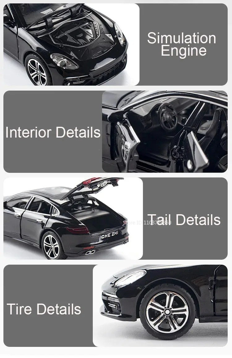1:32 Cayenne Panamera Carros em Miniatura Liga Fundida Som Luz Portas Abertas Veículos de Fricção para Crianças Presentes
