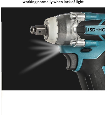Chave de impacto elétrica sem escovas com carregador de lítio, ferramenta de reparo automotivo manual de alto torque, com soquetes, tipo pistola de impacto.