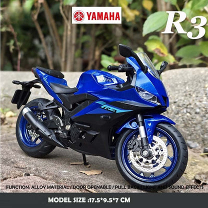 Simulação 1/12 Yamaha R3 Liga Modelo de Motocicleta Luz e Som Carro de Brinquedo para Crianças Menino Presente de Aniversário Miniatura Voiture