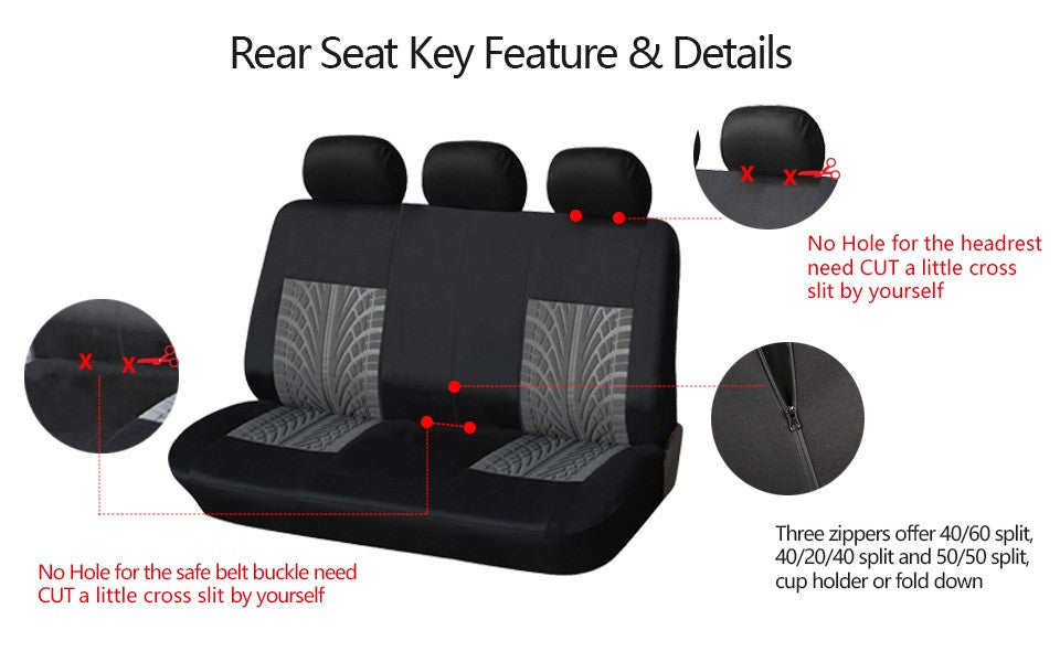 AUTOYOUTH Marca Bordado Capas de Banco de Carro Conjunto Universal para a Maioria dos Carros Capas com Detalhe de Banda de Rodagem do Pneu Estilo Protetor de Banco de Carro