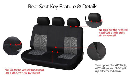 AUTOYOUTH Marca Bordado Capas de Banco de Carro Conjunto Universal para a Maioria dos Carros Capas com Detalhe de Banda de Rodagem do Pneu Estilo Protetor de Banco de Carro