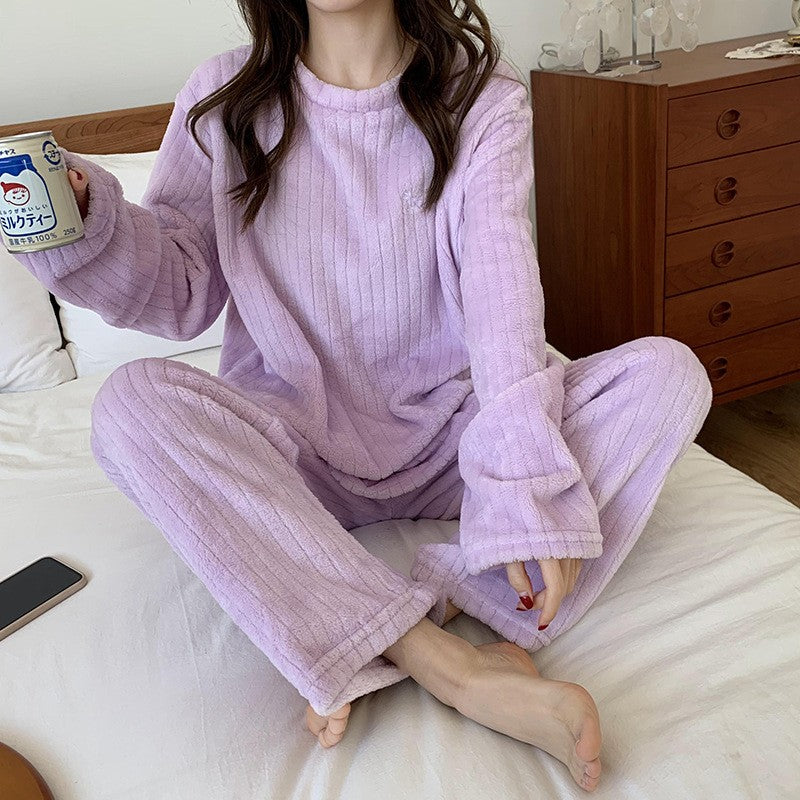New Autumn/Winter Coral Fleece Pyjamas for Women Thickened Homewear Student Comfort Cotton Fleece Plus Size Fashion Pyjama Set