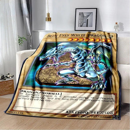 Cobertor de Jogar Yu Gi Oh Anime Dragão Branco de Olhos Azuis Desenho Animado Macio de Pelúcia Mantas de Quarto Escritório Colcha Decoração de Casa
