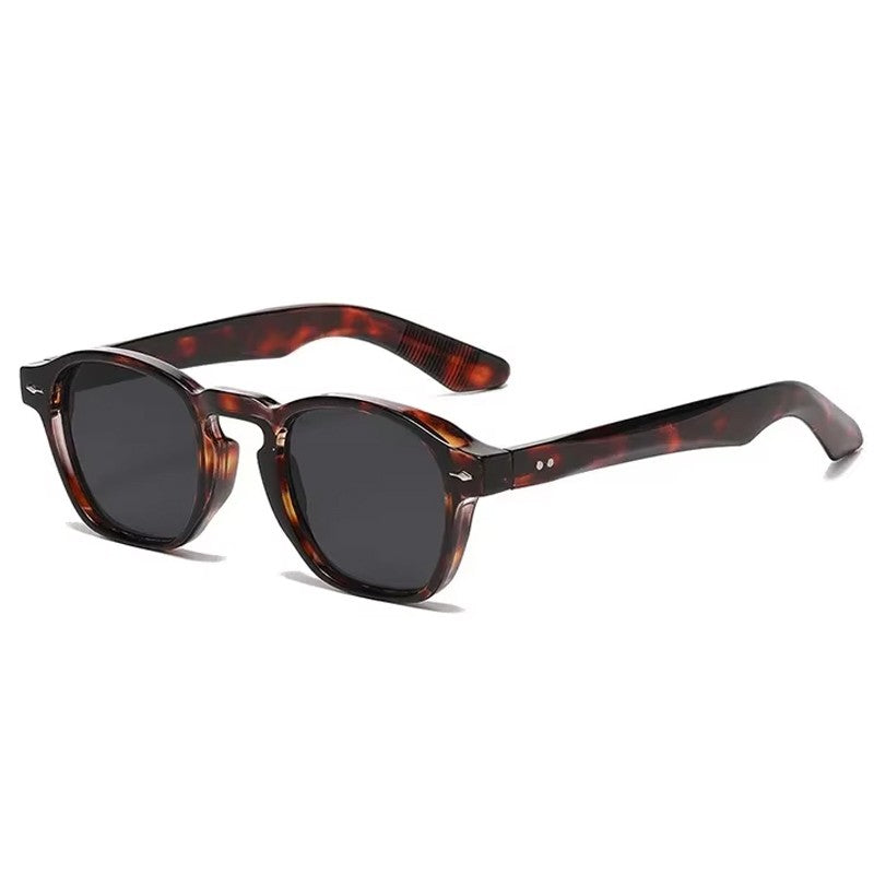 JNPCXI Retro Rivets Men Square Sunglasses Fashion Blue Green Trending Shades UV400 Women Clear Frame