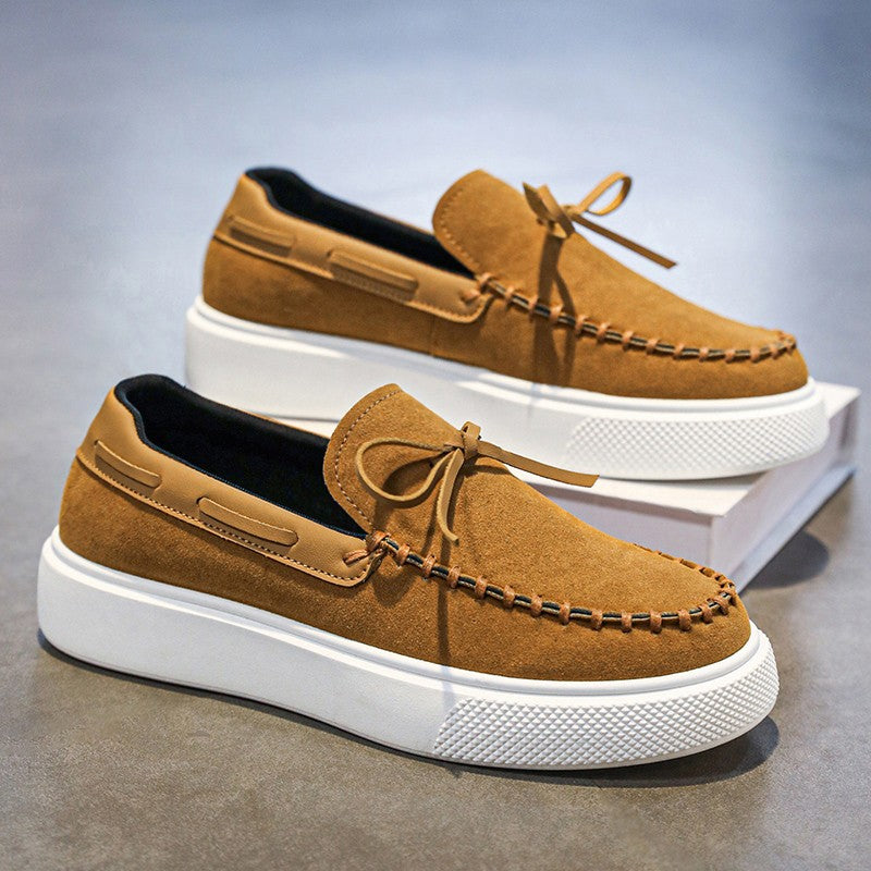 Designer Fashion British Style Flat Walking Shoes Casual Loafers Men Leather Shoes Luxury Dress Shoes Men Antiskid Driving Shoes