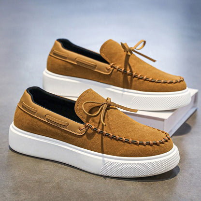 Designer Fashion British Style Flat Walking Shoes Casual Loafers Men Leather Shoes Luxury Dress Shoes Men Antiskid Driving Shoes