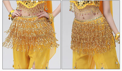 Sexy Sequins Tassel Dancewear Mini Skirt Women Clothes Jupe Femme Belly Dance Skirts Ladies Faldas Performance Stage Bottom Saia