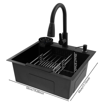 Kitchen Sink with Pull-Out Faucet and Soap Dispenser Multi-functional for Kitchens, Restaurants, Cafes, Bars, Hotels, etc