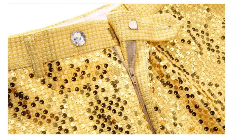 High-quality Sequined Suits Men Clothing Gold / Silver Autumn / Winter New Male Wedding Banquet Party Dress Blazer and Pant