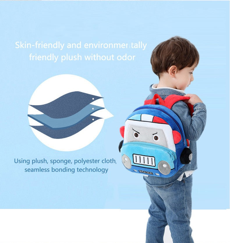 Mochila de carro estéreo de desenho animado para meninos e meninas de 2 a 4 anos, mochila escolar de jardim de infância, mochila de pelúcia infantil